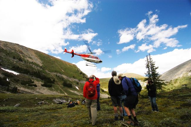 Catching a Ride in the helicopter, Banff and Canmore Heli hiking