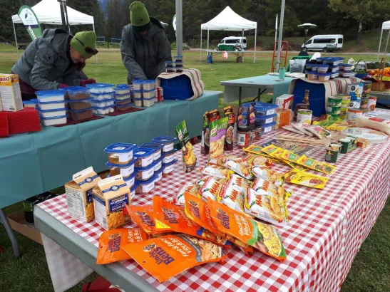 Ingredients await at Backcountry Iron Chef General Store, teambuilding Banff and Canmore Canadian Rockies