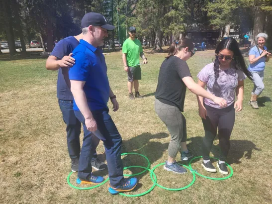 Hula Worm teambuilding game, Banff and Canmore Canadian Rockies