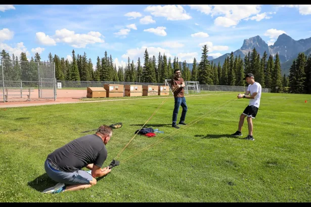 Giant slingshots, teambuilding Banff and Canmore Canadian Rockies
