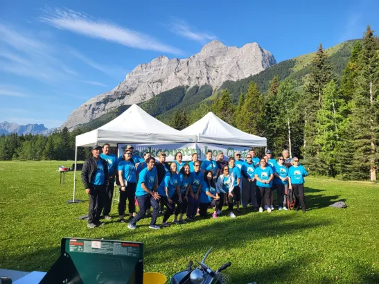 Teams pose for camera at Backcountry Iron Chef in Kananaskis, Canadian Rockies