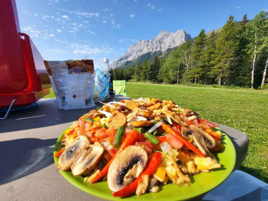 Culinary creation from Backcountry Iron Chef teambuilding activity, Banff and Canmore Canadian Rockies