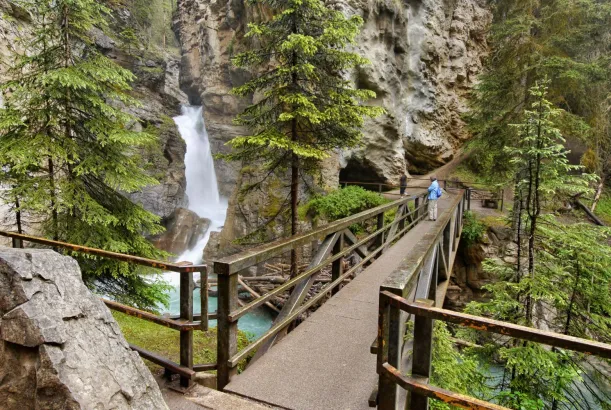 Johnston Canyon Lower Falls viewpoint in summer