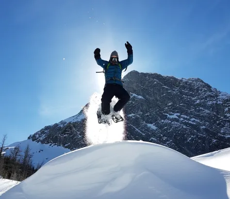 Jumping Snowshoer at Fortress Mountain Resort