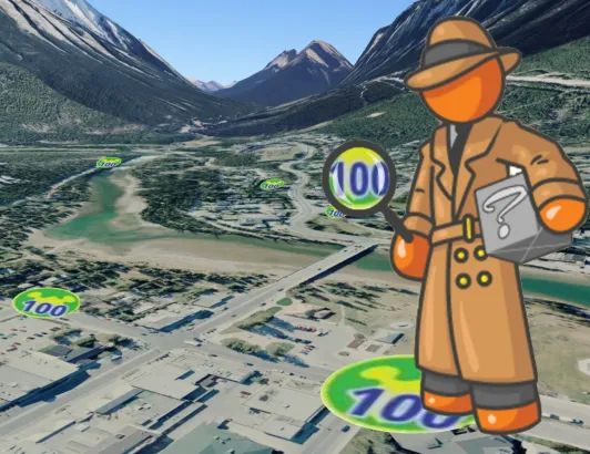 Illustration of Triviography teambuilding activity, Banff and Canmore Canadian Rockies