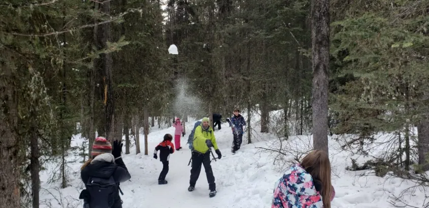 Snowball fights at Grotto Canyon
