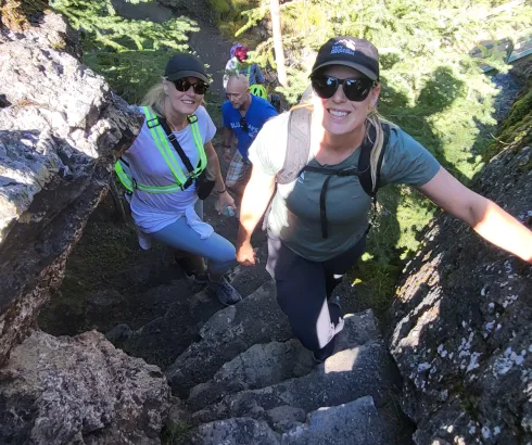 Hikers at Sundance Canyon, Banff Canadian Rockies