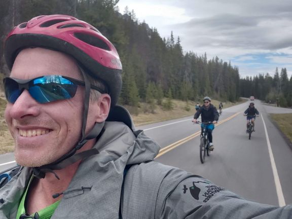 ebike rider enjoying bow valley parkway