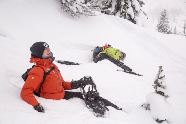 snowshoeing powder fun