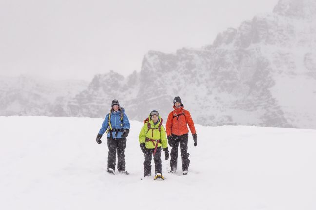 Guided snowshoeing at Sunshine Meadows Banff, Canadian Rockies