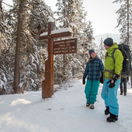 Walking the Johnston Canyon Icewalk  trail in winter